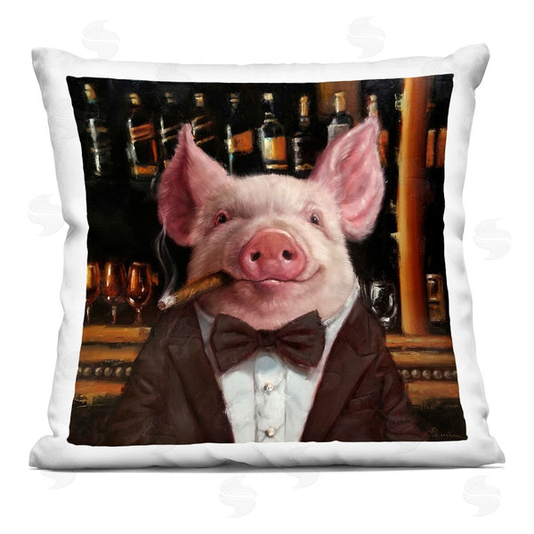 stupell industries Lucia Heffernan | Classy Pig at Cigar Bar Farm Animal Painting Printed Throw Pillow
