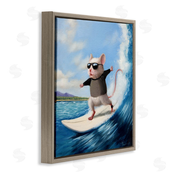 Stupell Industries Lucia Heffernan | Cool Surfer Mouse Blue Ocean Waves Wall Art