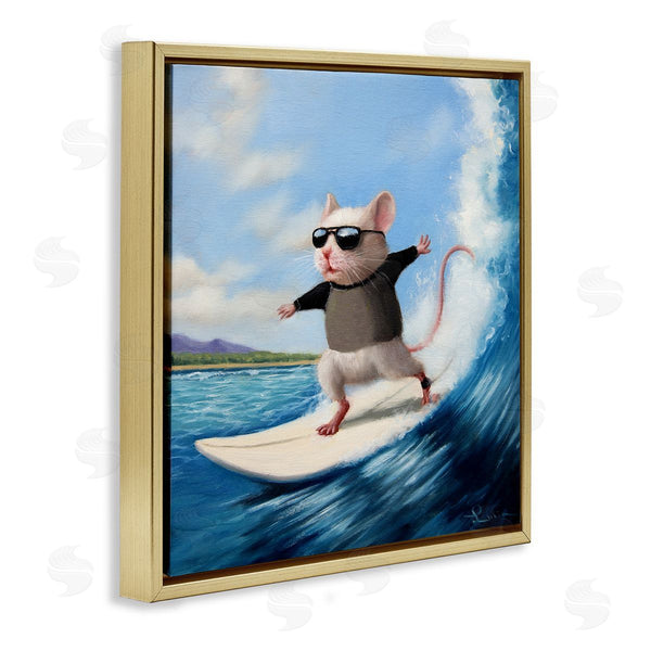 Stupell Industries Lucia Heffernan | Cool Surfer Mouse Blue Ocean Waves Wall Art