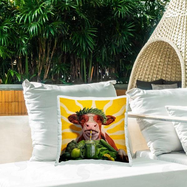 Stupell Industries Lucia Heffernan | Cow With Healthy Smoothie Printed Throw Pillow