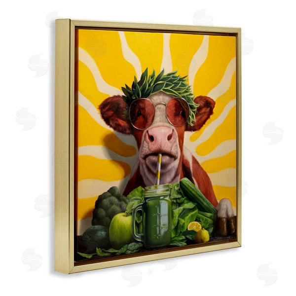Stupell Industries Lucia Heffernan | Cow With Healthy Smoothie Wall Art