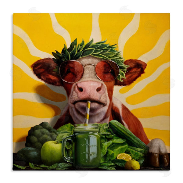 stupell industries Lucia Heffernan | Cow with Healthy Smoothie Wall Art