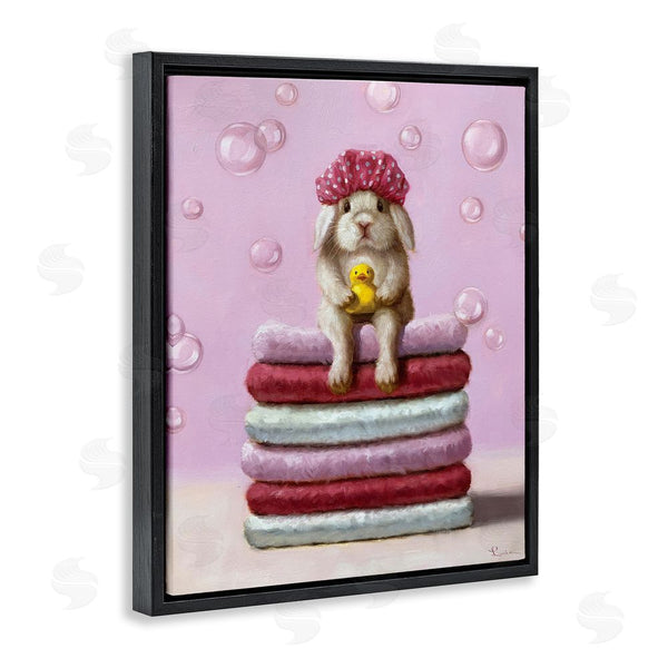 Stupell Industries Lucia Heffernan | Cute Baby Rabbit On Bath Towels Soap Bubbles Wall Art