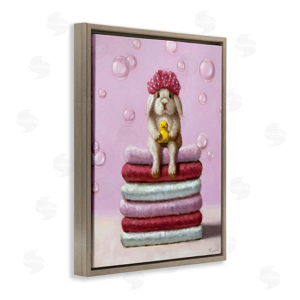 Stupell Industries Lucia Heffernan | Cute Baby Rabbit On Bath Towels Soap Bubbles Wall Art