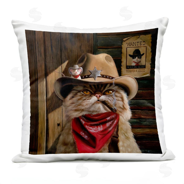 Stupell Industries Lucia Heffernan | Deputy Purrkins Cat Sheriff Printed Throw Pillow