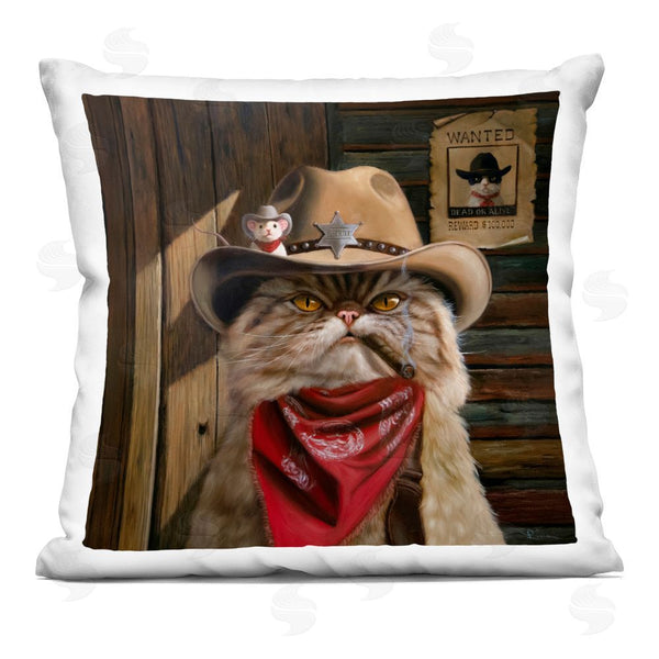stupell industries Lucia Heffernan | Deputy Purrkins Cat Sheriff Printed Throw Pillow