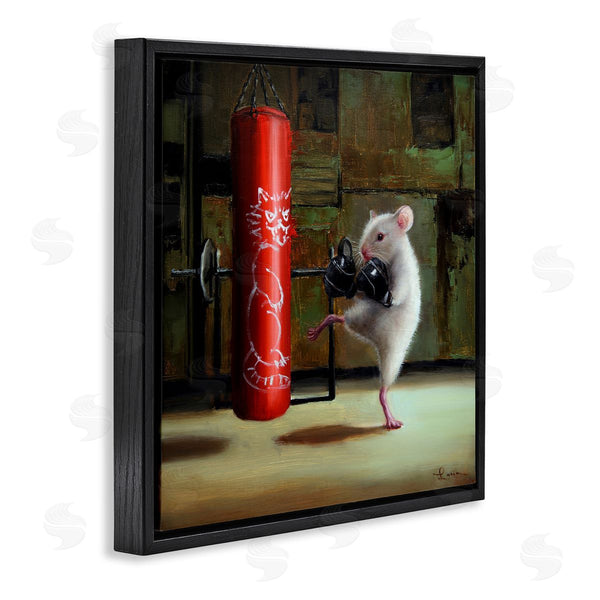 Stupell Industries Lucia Heffernan | Detailed Mouse Kick Boxing Cat Punching Bag Wall Art