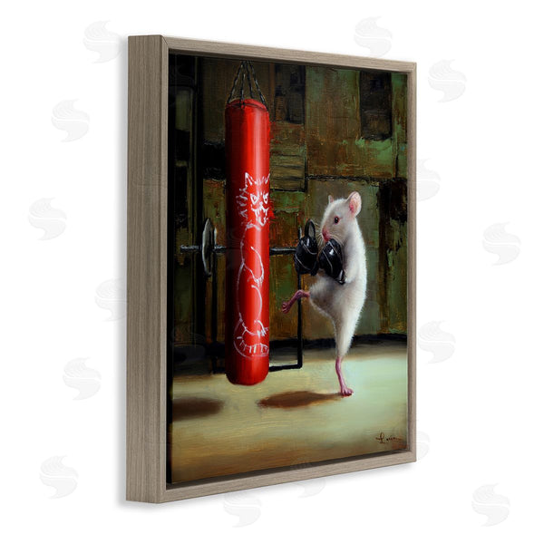 Stupell Industries Lucia Heffernan | Detailed Mouse Kick Boxing Cat Punching Bag Wall Art