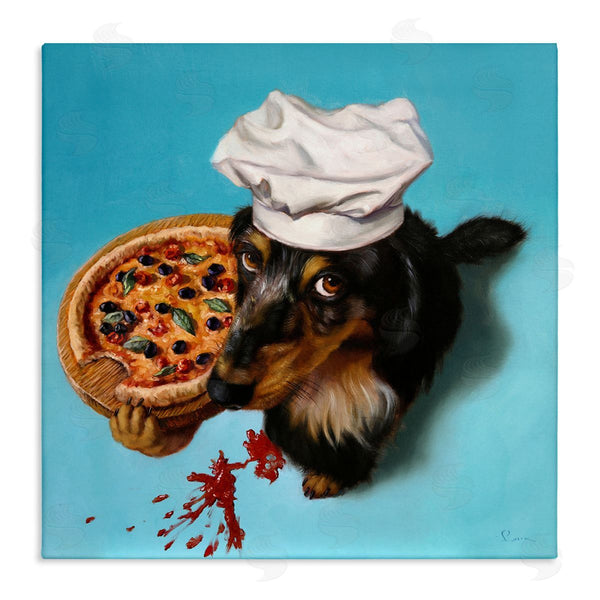 stupell industries Lucia Heffernan | Dog Chef Pizza Bite Portrait Wall Art