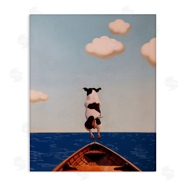 stupell industries Lucia Heffernan | Dog Jumping In Lake