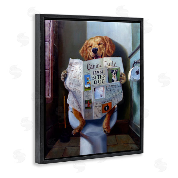 Stupell Industries Lucia Heffernan | Dog Reading Newspaper On Toilet