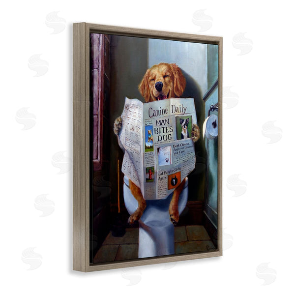 Stupell Industries Lucia Heffernan | Dog Reading Newspaper On Toilet