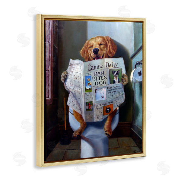 Stupell Industries Lucia Heffernan | Dog Reading Newspaper On Toilet