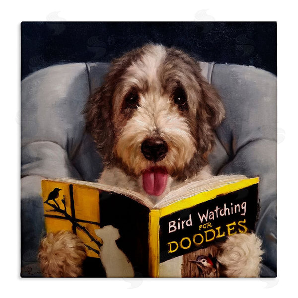 stupell industries Lucia Heffernan | Dog with Bird Watching Book