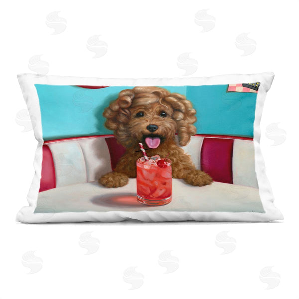 stupell industries Lucia Heffernan | Dog with Fruity Diner Drink Printed Throw Pillow