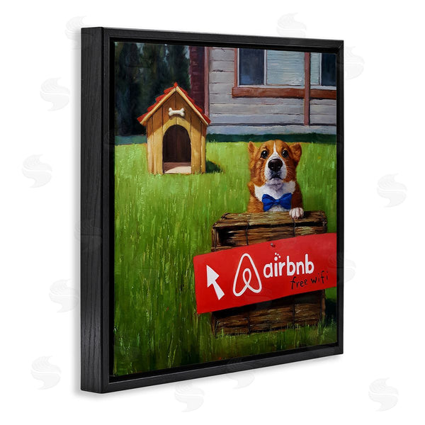Stupell Industries Lucia Heffernan | Doghouse Rental Funny Bowtie Corgi Puppy Wall Art