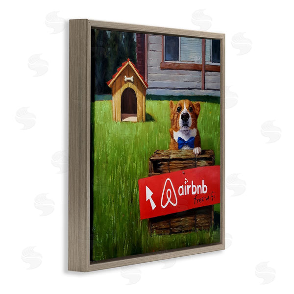 Stupell Industries Lucia Heffernan | Doghouse Rental Funny Bowtie Corgi Puppy Wall Art