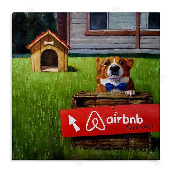 stupell industries Lucia Heffernan | Doghouse Rental Funny Bowtie Corgi Puppy Wall Art