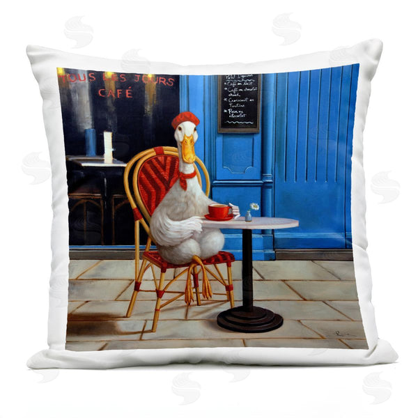 Stupell Industries Lucia Heffernan | Duck At Cafe Storefront Printed Throw Pillow