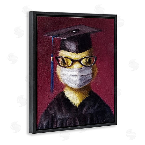 Stupell Industries Lucia Heffernan | Duckling Bird Graduate Face Mask Over Red