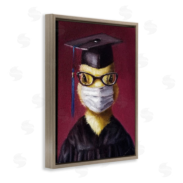 Stupell Industries Lucia Heffernan | Duckling Bird Graduate Face Mask Over Red