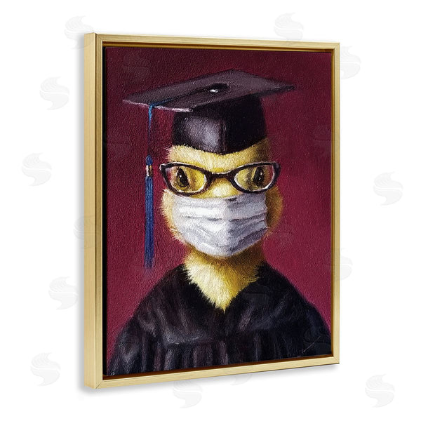 Stupell Industries Lucia Heffernan | Duckling Bird Graduate Face Mask Over Red