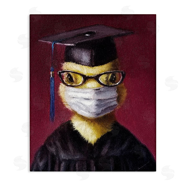 stupell industries Lucia Heffernan | Duckling Bird Graduate Face Mask over Red