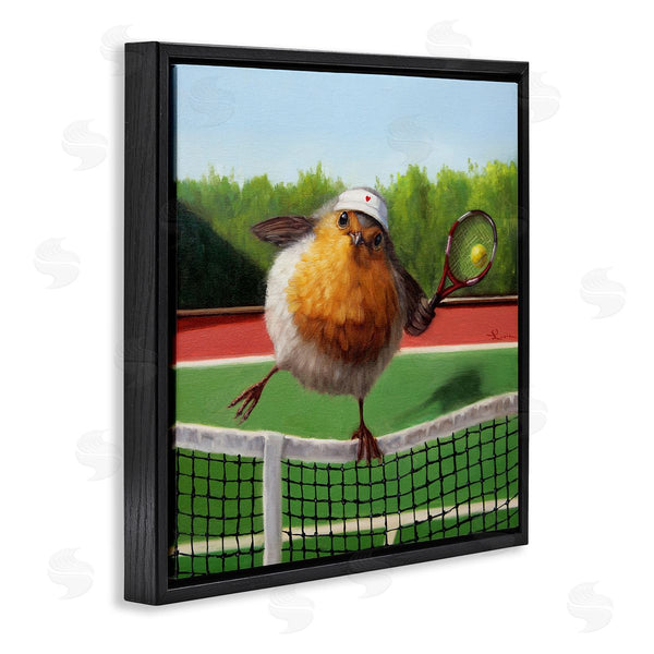 Stupell Industries Lucia Heffernan | European Robin Playing Tennis Clear Summer Sky Wall Art