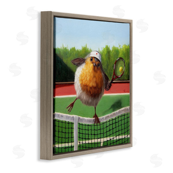 Stupell Industries Lucia Heffernan | European Robin Playing Tennis Clear Summer Sky Wall Art