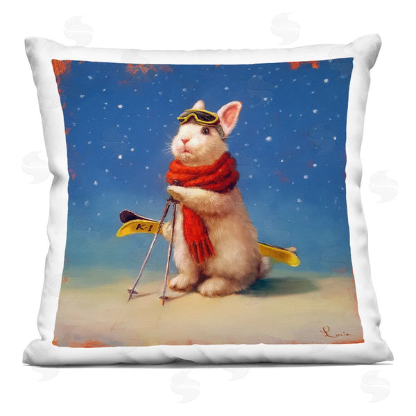 stupell industries Lucia Heffernan | First Snow Bunny & Skis Printed Throw Pillow