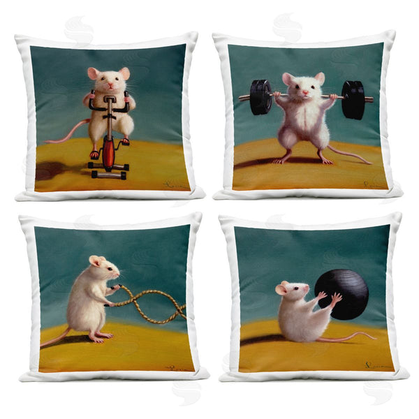 Stupell Industries Lucia Heffernan | Fitness Mice Working Out Printed Throw Pillow Set