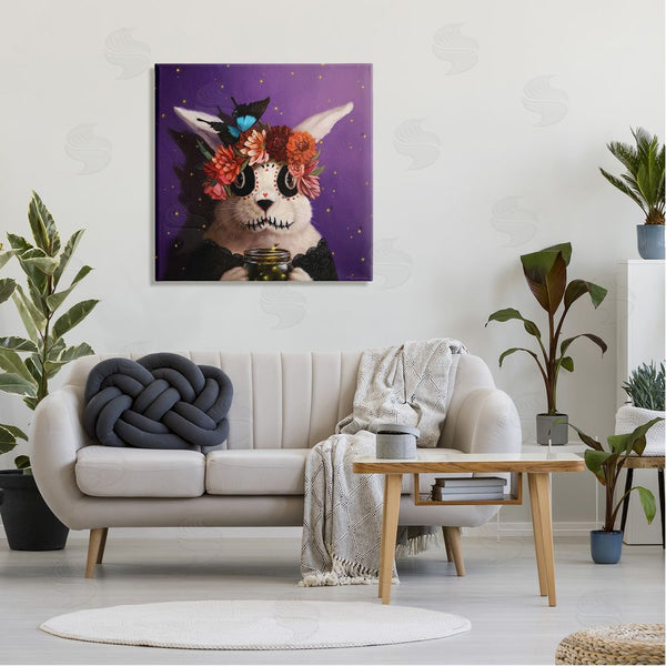 Stupell Industries Lucia Heffernan | Floral Day Of Dead Face Paint Bunny Butterfly Wall Art
