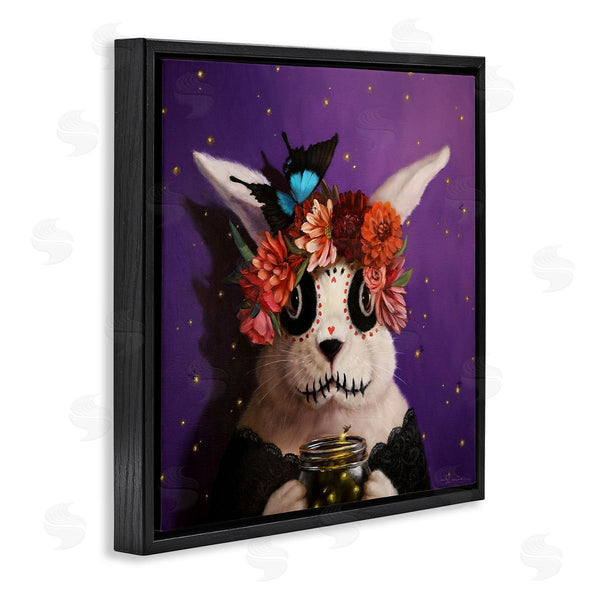 Stupell Industries Lucia Heffernan | Floral Day Of Dead Face Paint Bunny Butterfly Wall Art
