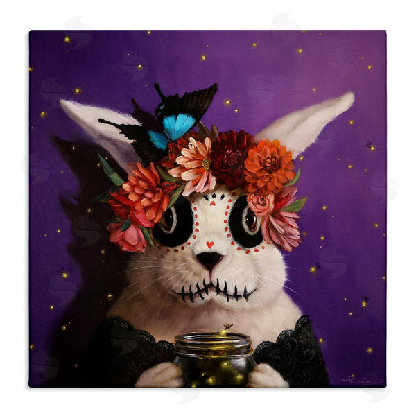 stupell industries Lucia Heffernan | Floral Day Of Dead Face Paint Bunny Butterfly Wall Art