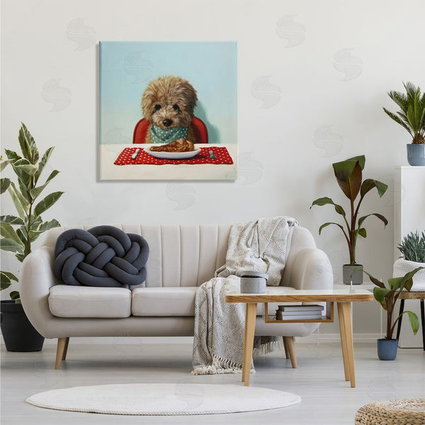 Stupell Industries Lucia Heffernan | Fluffy Pet Dog At Dinner Table Turkey Leg Wall Art