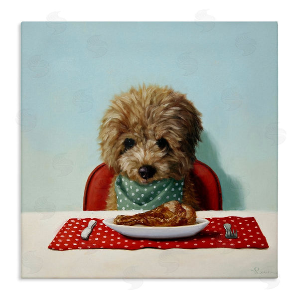 stupell industries Lucia Heffernan | Fluffy Pet Dog At Dinner Table Turkey Leg Wall Art