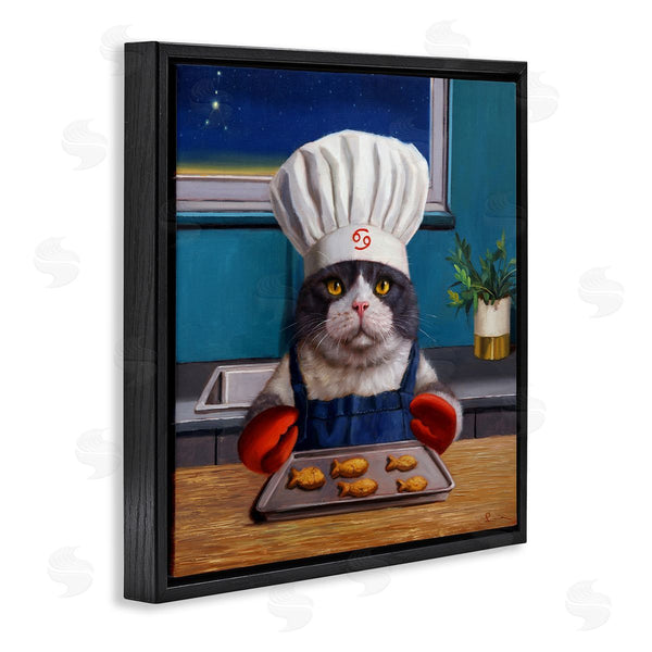 Stupell Industries Lucia Heffernan | Fresh Baked Fish Cookies Cat Chef Astrological Symbol Wall Art