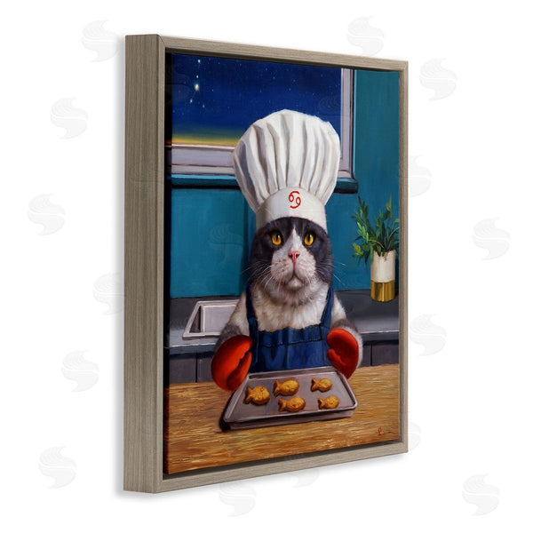 Stupell Industries Lucia Heffernan | Fresh Baked Fish Cookies Cat Chef Astrological Symbol Wall Art