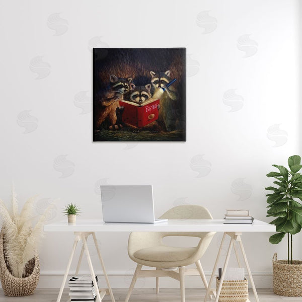 Stupell Industries Lucia Heffernan | Fun Raccoon Trio Reading Book Wall Art