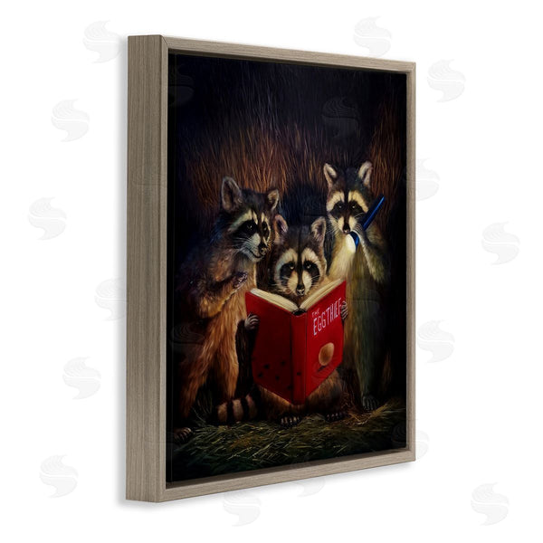 Stupell Industries Lucia Heffernan | Fun Raccoon Trio Reading Book Wall Art