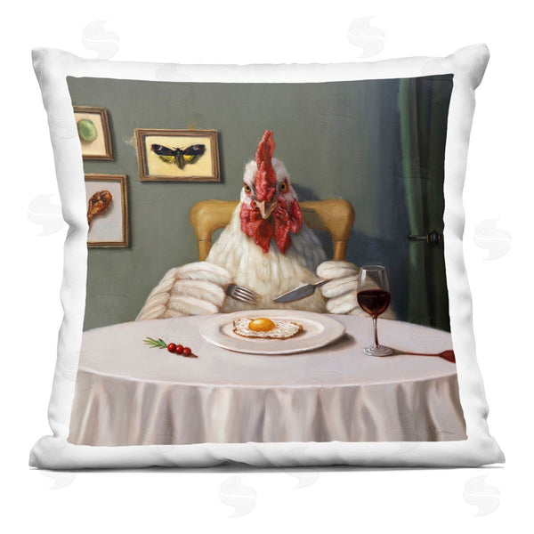 stupell industries Lucia Heffernan | Funny Chicken & Egg Meal Printed Throw Pillow