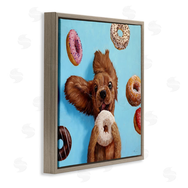 Stupell Industries Lucia Heffernan | Funny Dog Licking Donut
