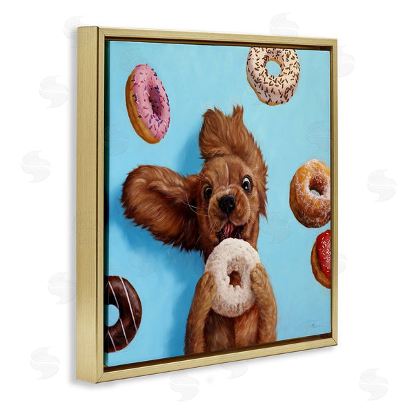Stupell Industries Lucia Heffernan | Funny Dog Licking Donut