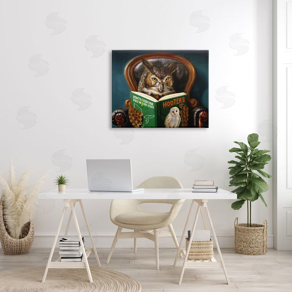 Stupell Industries Lucia Heffernan | Funny Owl Reading Leather Chair Hoot Book Wall Art