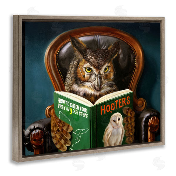Stupell Industries Lucia Heffernan | Funny Owl Reading Leather Chair Hoot Book Wall Art