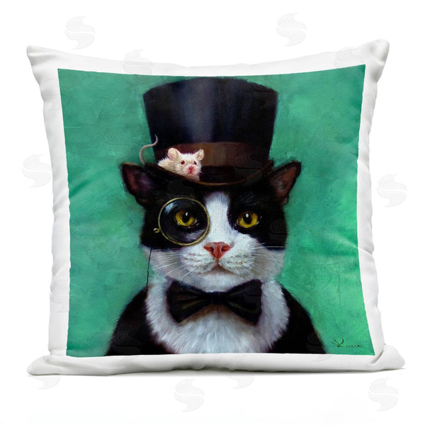 Stupell Industries Lucia Heffernan | Good Sir Top Hat Cat Green Background Printed Throw Pillow