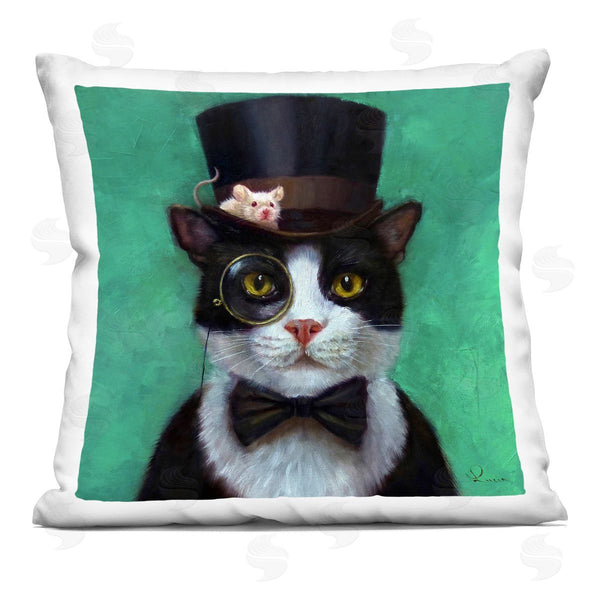 stupell industries Lucia Heffernan | Good Sir Top Hat Cat Green Background Printed Throw Pillow