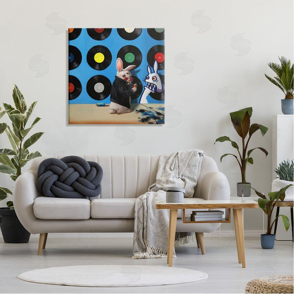Stupell Industries Lucia Heffernan | Graffiti Rabbit Third Eye Music Record Pattern Wall Art