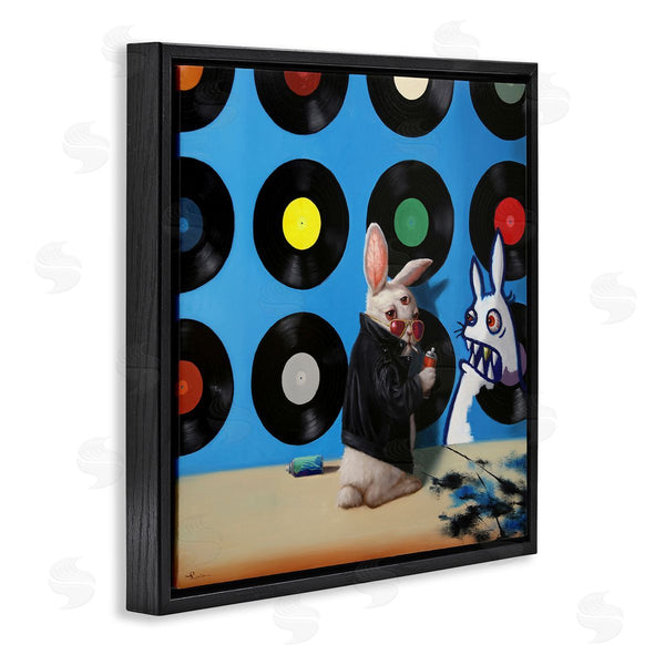 Stupell Industries Lucia Heffernan | Graffiti Rabbit Third Eye Music Record Pattern Wall Art