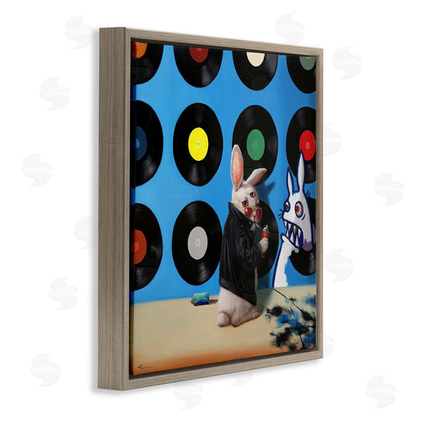 Stupell Industries Lucia Heffernan | Graffiti Rabbit Third Eye Music Record Pattern Wall Art